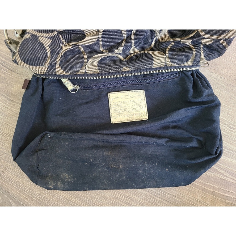 Coach Carly Signature Logo Hobo Micro Purse Denim Sparkly Y2K It Girl McBling - Picture 5 of 9